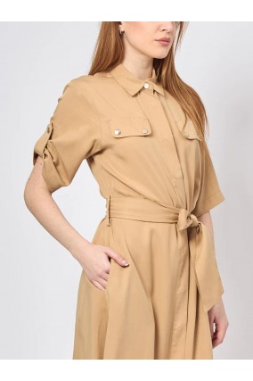 VESTIDO MARKUP BEIGE CAMISERO